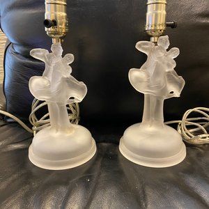 Vintage Fred Astaire Dancers Lamps Frosted Glass Set of Two New Wiring Small Old